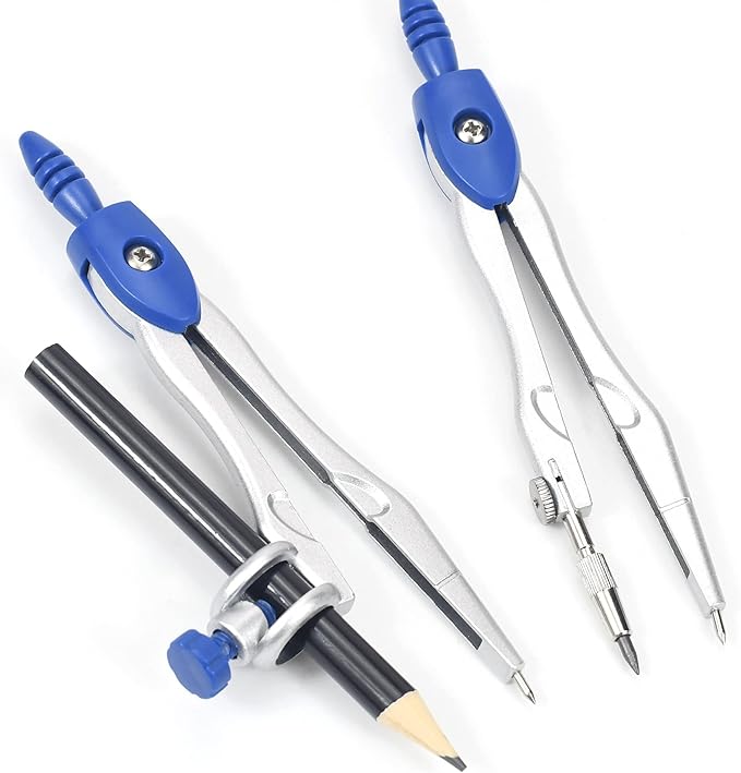 10 Pieces Math Geometry Kit Set Student Supplies with Shatterproof Storage Box,Includes Rulers,Protractor,Compass,Eraser,Pencil Sharpener,Lead Refills,Pencil,for School and Drawings(Navy Blue)-DeskLoop Office