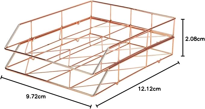 U Brands Desktop Letter Tray, Rose Gold Wire Metal - Image 4