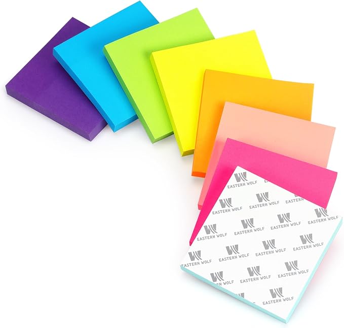 Eastern Wolf 8 Pads Sticky Notes 3x3 Self-Stick Notes 8 Bright Multi Colors - Image 8