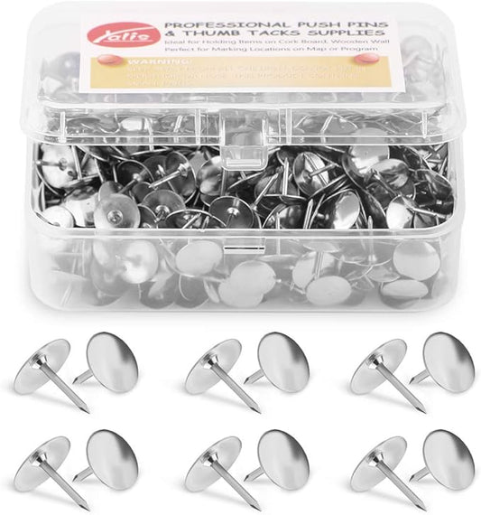 Yalis Thumb Tacks 500-count, 3/8-inch Steel Roundness Push Pins Office Tacks for Corkboard (Silver)-DeskLoop Office