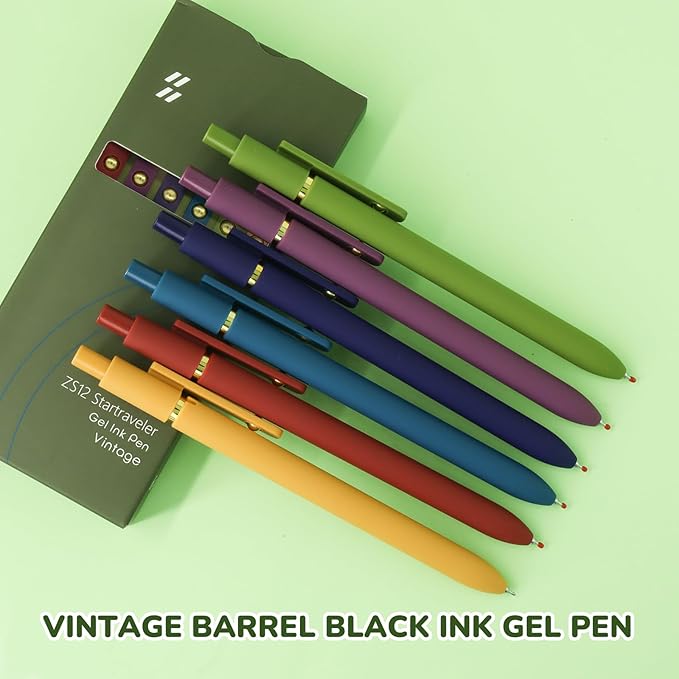 Gel Pens, 6 Pcs Black Ink Pens for Women, 0.5mm Fine Point Smooth Writing Pens, High-End Series Retractable Pens for Journaling Note Taking (6 Pcs Gold Vintage)-DeskLoop Office