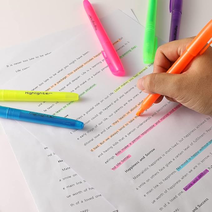 270 Pcs Highlighters Assorted Colors, Chisel Tip Multicolor Highlighter Marker Set, Quick-Drying Pen Highlighter for Classroom School Home Office (270Pcs, 6 Colors)-DeskLoop Office