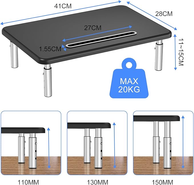 suptek Monitor Laptop Stand,Monitor Laptop Stand Riser for Desk,3 Height Adjustable,Laptop Computer Stand With Metal Vented Platform for Laptop, PC, Printer(MST003M)-DeskLoop Office