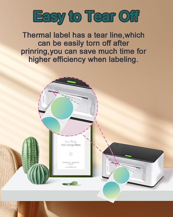 3 inch Round Thermal Labels, Thermal Printer Labels use for Barcode, Shipping, Customized, Circle Direct Thermal Stickers 500 Labels for Printer, Gradient Green-DeskLoop Office