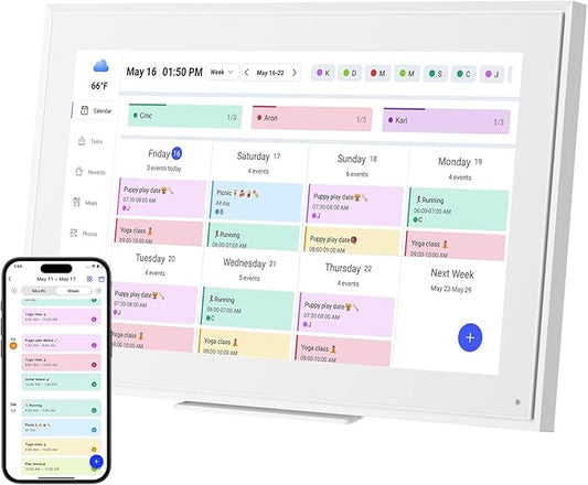 Digital Calendar: 15.6-inch Electronic Calendar & Chore Chart, Smart Touchscreen Interactive Display for Family Schedules–Wall Mount Included, Great for Organizing Your 2025-2026 Wall Planner-DeskLoop Office