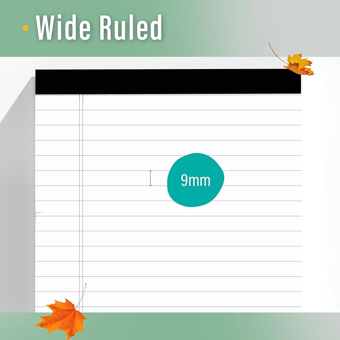 2 Pcs Legal Pads 8.5 x 11 Note Pads 8.5 x 11 Inch Notepad 60 Sheets Writing Pads Wide Ruled Lined Paper Pads White Paper Note Pads 8.5 x 11 with 30 Sheets Per Legal Pad for School, Office, Home-DeskLoop Office