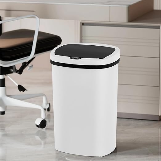 PayLessHere 13 Gallon Trash Can Kitchen Trash Can Automatic Garbage Can with Lid Touch Free High-Capacity Motion Sensor for Kitchen Bedroom Bathroom Office Wateproof Trash Bin (3, White)-DeskLoop Office