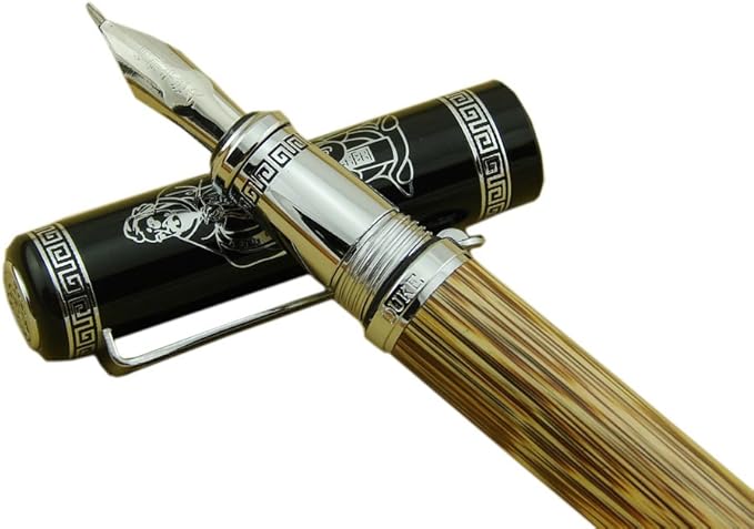 Lanxivi Duke 551 Confucius Fude Nib Fountain Pen Bent Nib Natural Bamboo Medium to Broad Art Handwriting Drawing Calligraphy Pen-DeskLoop Office