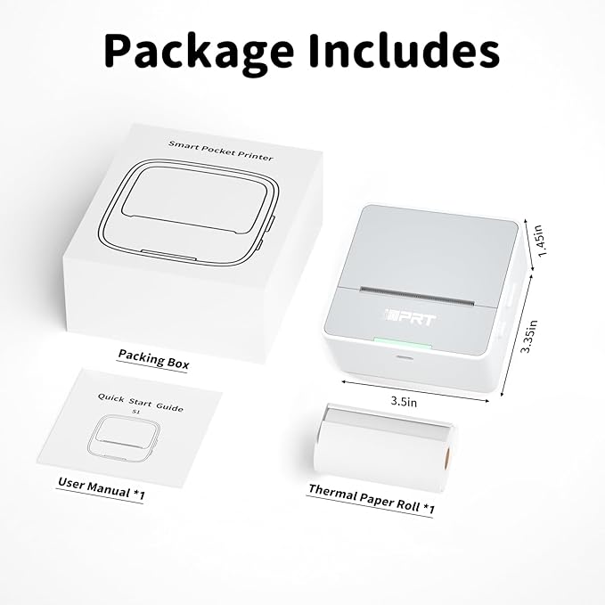 iDPRT Sticker Printer - Mini Portable Printer Bluetooth Thermal Label Printer with 1 Roll Sticker Paper, Inkless Sticker Maker Machine Pocket Instant Print for Study Notes, Pictures, DIY, Label-DeskLoop Office