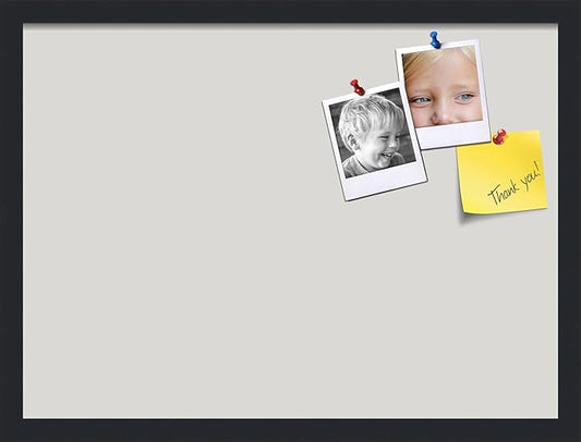 PinPix 23x17 Inch Cork Bulletin Board. This Decorative Framed Pin Board Comes with Light Stone Design and a Satin Black Frame. Ideal for Home Office Decor or Message Board (PinPix-1809)-DeskLoop Office