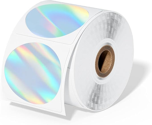 Phomemo 2" inch Round Reflective Thermal Labels, Color Self-Adhesive Stickers Label, Relly Cool Thermal Printer Label for Address, Logo, Shipping, Barcodes, QR Code (400 Labels/Rolls,1 Roll-DeskLoop Office