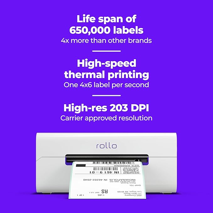 Rollo Wireless Shipping Label Printer - Wi-Fi Thermal Label Printer 4x6 for Shipping Packages - AirPrint from iPhone, iPad, Mac - Supports Windows, Chromebook, Android, Linux-DeskLoop Office