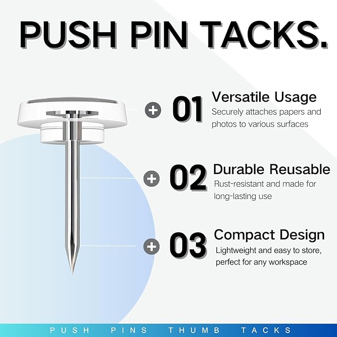 220 PCS Flat Clear Push Pins for Wall Thumb Tacks for Walls Flat thumbtacks Push pin for Bulletin Board Shadow Box Display Thumbtack for Cork Board (2 Boxes Clear)-DeskLoop Office