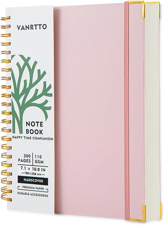 Hardcover Spiral Notebook, B5 Notebooks College Ruled, 110 GSM Thick Lined Paper Notebooks for Work, School and Travel, 300 Pages Journals for Writing, Large Journal for Women and Men Pink B5-DeskLoop Office