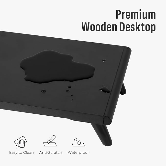 loukin Monitor Stand Riser for Desk, 22.4" x 8.3" Larger Computer Stand for Laptop, PC, Printer, Sturdy Desktop Computer Shelf with Non-Skid Rubber, Home Office (Black)-DeskLoop Office