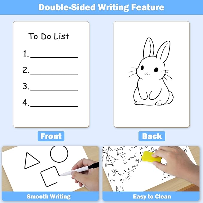 25 Pack Dry Erase Boards 9'' x 12'' Mini Double-Sided Whiteboards Safe Rounded Edges, Includes 25 Erasers, Markers, Rulers & 50 Clips, Perfect for Students, Teachers, School & Office Use-DeskLoop Office