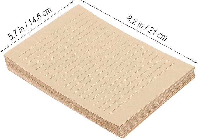 100Pcs Vintage Kraft A5 Lined Letter Paper Retro Writing Paper for Home Office Stationary1-DeskLoop Office