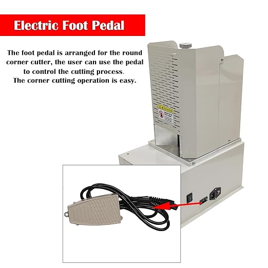 Electric Round Corner Cutter, Heavy Duty Fillet Paper Punch with Foot Pedal & Metal Protective Cover, R3-R9 Cutting Radius, Electric Corner Rounding Machine for PVC Name Card 1.97in Thickness-DeskLoop Office