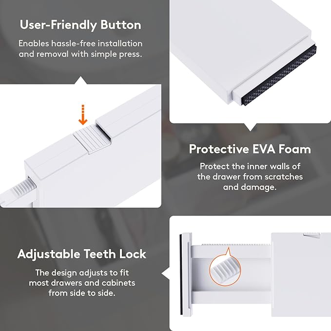 Lifewit 8 Pack Drawer Dividers Plastic 4" High, 13.5-22" Adjustable Drawer Organizers for Clothes, Expandable Dresser Separators in Bedroom/Bathroom/Kitchen/Fridge/Office Organization and Storage-DeskLoop Office