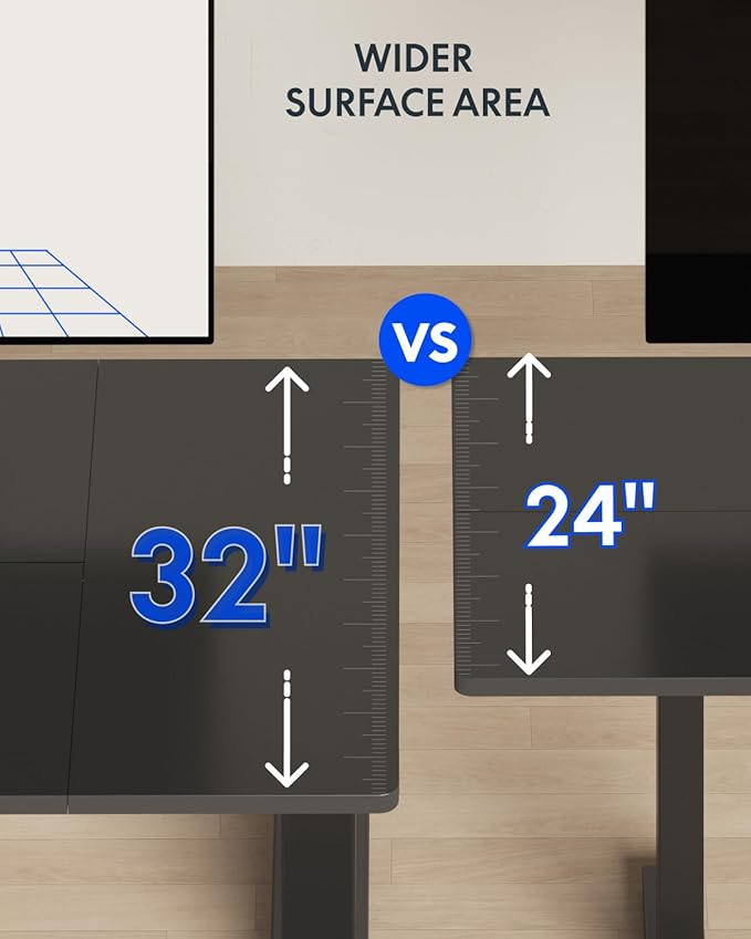 FLEXISPOT 71 x 32 Inch Large Standing Desk, Stand Up Desk with Splice Board, Rising Desks for Home Office, Office Desk with Cup Holder and Headphone Hook (Black Frame + Black Top, 2 Packages)-DeskLoop Office