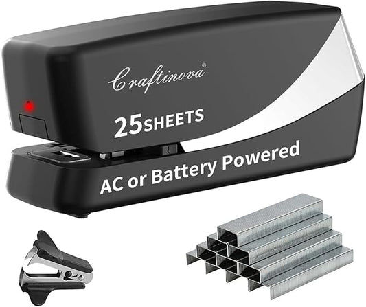 Electric Stapler, Automatic Stapler, Include 2000 Staples and 1 Staple Remover, Heavy Duty, Store 210 Staples,AC or Battery Powered, 25 Sheet Capacity.-DeskLoop Office