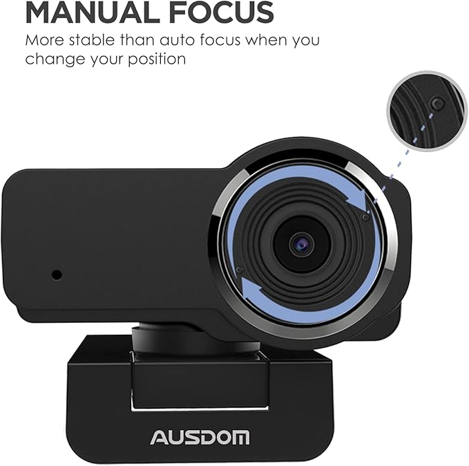 AUSDOM AW635 HD 1080p Webcam with Microphone, Plug & Play USB Streaming Webcam 60° Wide Angle with Low Light Correction for PC Mac Computer Laptop Online Class Zoom Webex Skype Google Meet Teams-DeskLoop Office