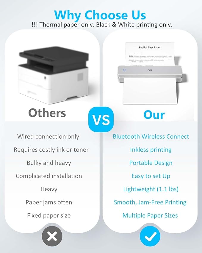 Inkless Portable Printer for Travel, Wireless Thermal Printer Support 8.5 x 11 Inch US Letter A4 B5, Bluetooth Mobile Printers with iOS, Android, Laptop for Home Use, Car, Office, School, Grey-DeskLoop Office
