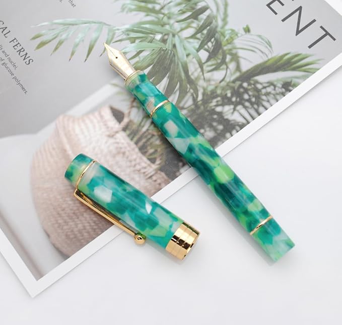 JINHAO 100 Fountain Pen with Ink Converter (Medium Nib 0.7mm, Fantastic Green)-DeskLoop Office