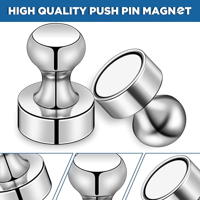 LOVIMAG 30 Pcs Refrigerator Magnets, Fridge Magnets, Strong Whiteboard Magnets, Magnetic Push Pins, Strong Metal Magnets for Fridge, Whiteboard, Office, Classroom, Map, Kitchen-DeskLoop Office