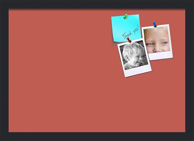 PinPix 20x14 Inch Cork Bulletin Board. This Decorative Framed Pin Board Comes with Crimson Pastel Design and a Satin Black Frame. Ideal for Home Office Decor or Message Board (PinPix-1807)-DeskLoop Office