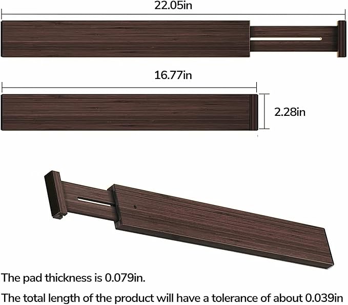 BAMEOS Drawer Divider,Expandable Bamboo Separators Adjustable Utensil Knife Fork Tool Kitchen Organizer, Clothes Fabric Drawer Organizer In Bathroom Bedroom Office, Cabinet Dresser Organizer 4-pack-DeskLoop Office