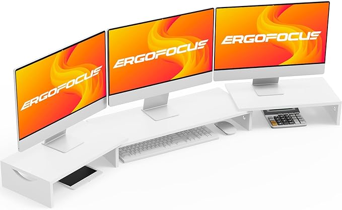 Triple Monitor Stand Riser, Extra Long Monitor Lift for 3 Monitors, Dual Monitor Stand with Length and Angle Adjustable-DeskLoop Office
