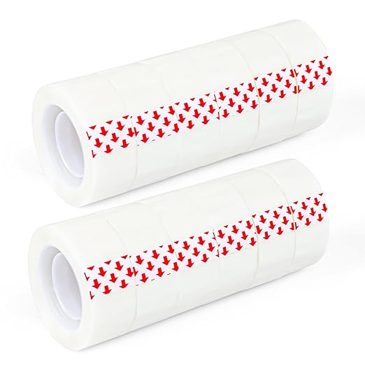 12 Rolls Transparent Tape - Perfect for Wrapping Gifts, Office Supplies, Home Use - Each Roll 0.71 Inch x 1000 inches (6PCS Transparent+6PCS White)-DeskLoop Office