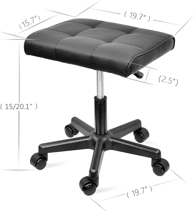 Footrest Under Desk Leg Rest Ottoman Adjustable Height Foot Stool with Wheels Leather Footrest for Home Office-DeskLoop Office