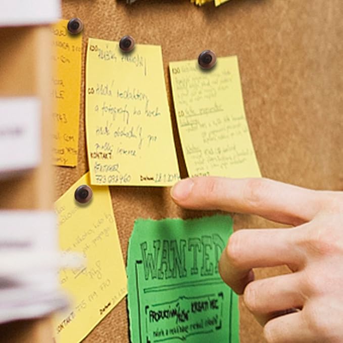 Black Push Pins for Cork Board,Flat Thumb Tacks for Wall Hangings,120 Pcs Flat Head Push Pins for Bulletin Board Plastic Thumb Tacks Steel Point in Reusable Box-DeskLoop Office