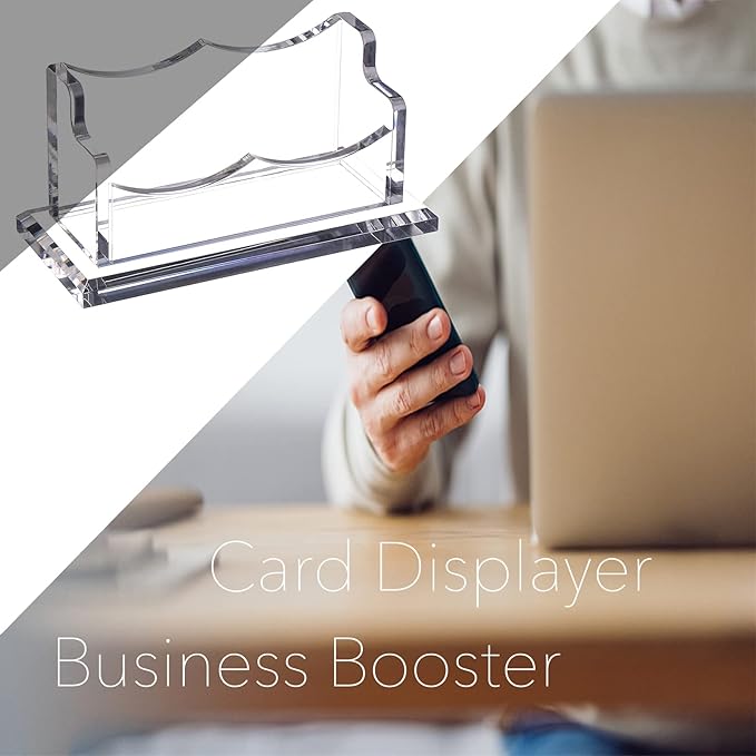 PARTSPOWER 4 Packs Acrylic Business Card Holders for Desk, Horizontal Clear Business Name Card Display Stand, Desk Accessory Business Name Card Organizer (Horizontal, 1-Slot)-DeskLoop Office