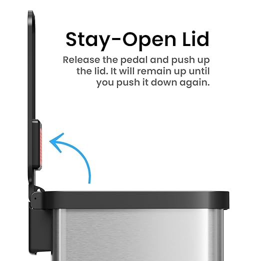 iTouchless SoftStep 13.2 Gallon Slim Step Pedal Trash Can with Odor Filter, Elongated Stainless Steel Recycling Bin, Space-Saving Garbage Trashcan, 50 Liter Bedroom Livingroom Wastebasket Home Office-DeskLoop Office
