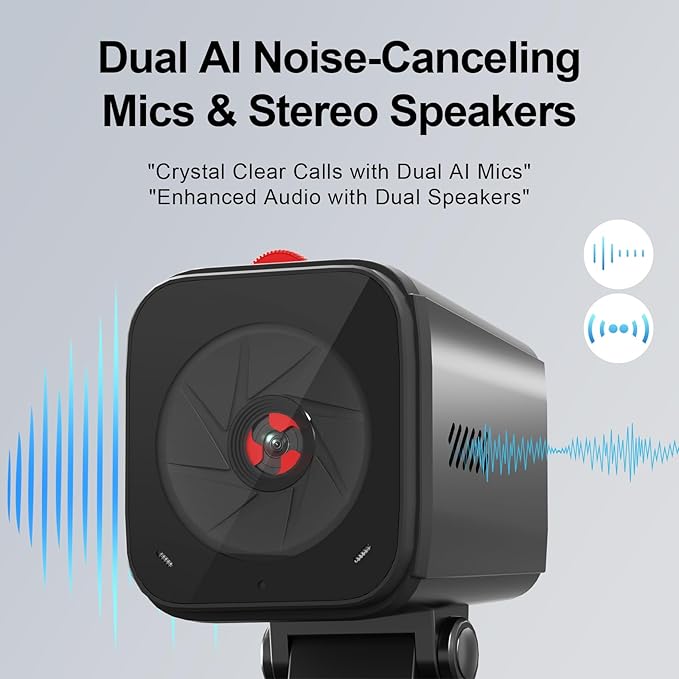 NBD 2K Webcam for PC & Laptop, Autofocus Computer Camera with Remote Control, 2 AI-Noise Canceling Microphones, Stereo Mics, Adjustable Field of View, Low-Light Correction, Built-in Privacy Cover W100-DeskLoop Office