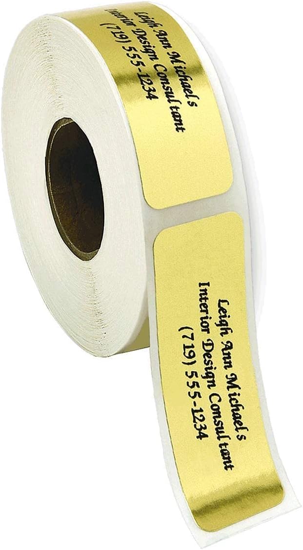 Personalized Return Address Labels, Roll of 500 Gold Foil Self-Adhesive Labels Without Dispenser, Customize with Name & Shipping Address, Colorful Images-DeskLoop Office