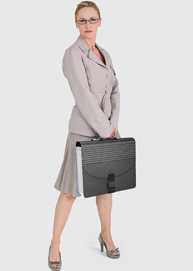 25 Pockets Expanding File Folder with Handle,Expandable File Organizer,Portable Accordion File Organizer A4 Letter Size,Adjustable Strap,Perfect Filing Folders for Documents,Colored Tabs-DeskLoop Office