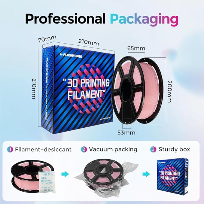 FLASHFORGE Rapid PLA Filament 1.75mm, High Flow Speedy 3D Printer Filament, Experience Exceptional Performance with 500mm/s High-Speed Printing, Neatly Wound & Top-Notch Filament (Light Pink)-DeskLoop Office