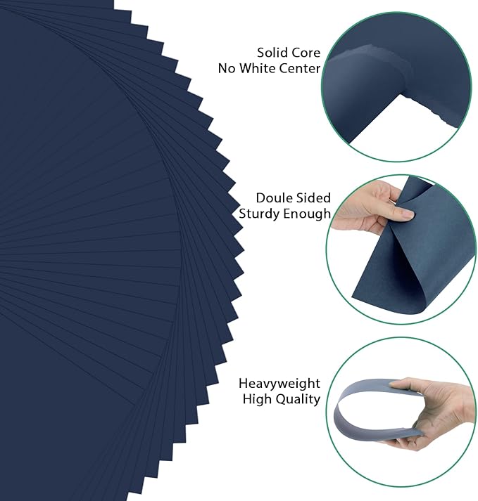 OcePor 100 Sheets Navy Blue Cardstock Paper, Colored Printer Paper 8.5 x 11, Thick Construction for Cards Making, Scrapbook,Office Printing, Invitations, Certificates,DIY Crafting 92 lb/250gsm-DeskLoop Office