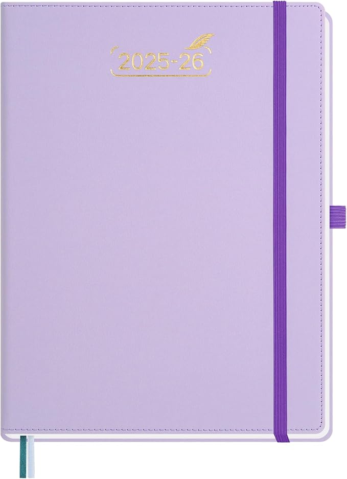 BEZEND Weekly Planner 2025-2026 with 2 Columns, 8.5" x 11" Academic Calendar 18 Months (Jul 25-Dec 26) Life Work Appointment Book with Monthly Tab, PU Leather Hardcover - Lilac-DeskLoop Office