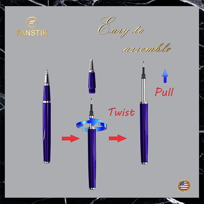 Blue Luxury Rollerball pen (Made In USA) fancy gift set for women, Chrome Finish, Professional executive pen gift set for men (Lux Rollerball Blue)-DeskLoop Office