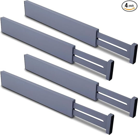 Utoplike 4 PCS Bamboo Kitchen Drawer Dividers(Fits 15"-17.7" Drawer Inner Size), Adjustable Drawer Organizers for Socks, Spring Loaded, Works in Drawer for Bedroom, Dresser-DeskLoop Office