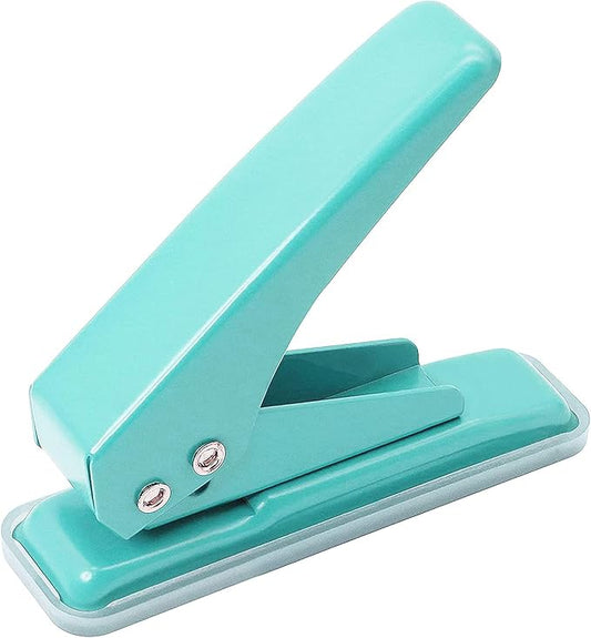 Single Hole Puncher Handheld 1/4 Inches Hole Punch, 20 Sheet Paper Punch Capacity Metal Hole Puncher with Skid-Resistant Base for Paper, Chipboard, Art Project, Green-DeskLoop Office