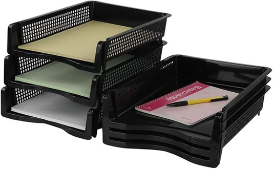 Ggbin 6-Tier Desktop A4 Paper Organizer Tray, Stackable File Trays for Storage, Black-DeskLoop Office