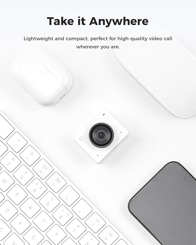 OBSBOT Meet 2-4K Webcam for PC with 1/2" Sensor, AI Framing & Autofocus, Beauty Mode, Lightweight, Gesture Control, HDR, Dual Microphone, 60 FPS, Web Cam for Streaming, Meeting, Gaming. (Cloud White)-DeskLoop Office