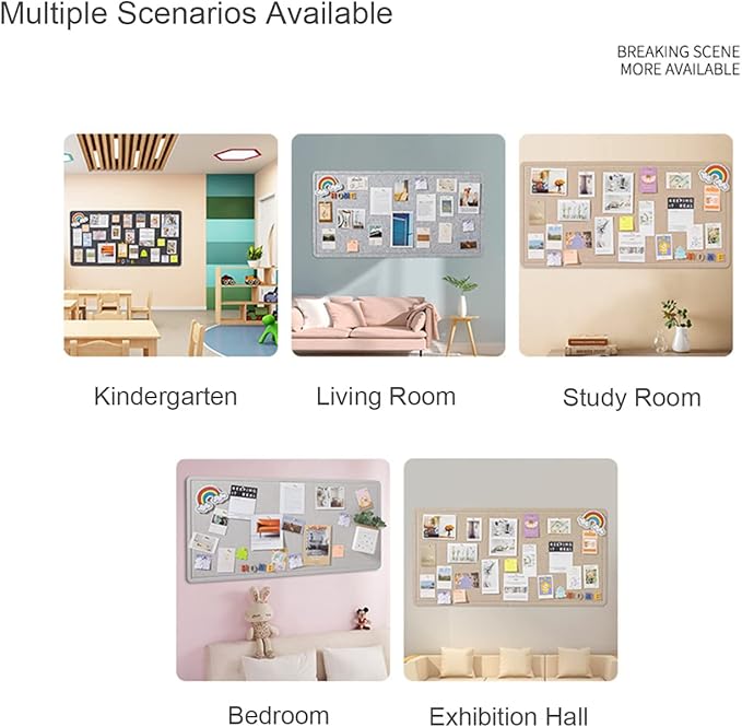 Large Bulletin Board, Foldable 60x36 Inches Cork Board Alternative, Large Felt Board Decorative Pin Board for Wall, Foldable Photo Board Self-Adhesive Vision Board with 36 Pushpins White-DeskLoop Office