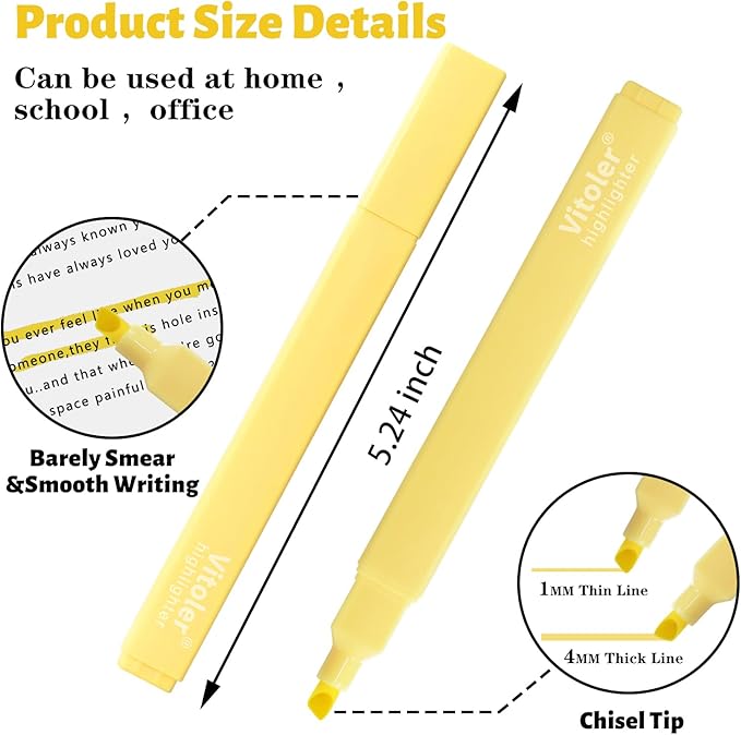 Highlighters, 8 pcs Aesthetic Pastel Highlighters, Chisel Tip Book Highlighter, Candy Colors, No Bleed Bible Highlighter Assorted Colors-DeskLoop Office